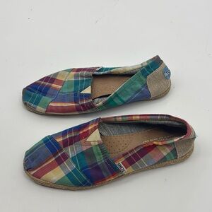 Colorful Plaid Slip-On Shoes size 9